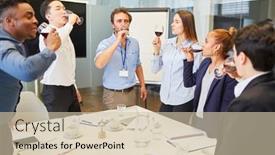  Presentation with wine company - Audience pleasing PPT theme consisting of group-of-business-people-drinking backdrop and a soft green colored foreground