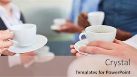  Presentation with coffee - PPT theme featuring group-of-business-people-having background and a lemonade colored foreground