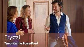  Presentation with hotel business - Presentation featuring group-of-business-people-having background and a red colored foreground