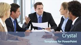  Presentation with business group meeting - Cool new theme with group of business people having backdrop and a ocean colored foreground