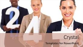  Presentation with numbers - PPT layouts having group of business people holding background and a coral colored foreground