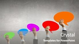  Presentation with business cards - Presentation design featuring group-of-business-people-holding background and a gray colored foreground