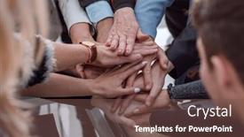  Presentation with business partner people joining hand - PPT layouts enhanced with group-of-business-people-joining background and a violet colored foreground