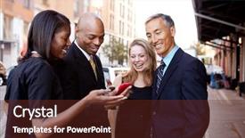  Presentation with cell - Slide deck consisting of group of business people looking background and a tawny brown colored foreground