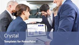  Presentation with monitor computer - Amazing presentation theme having group-of-business-people-looks backdrop and a ocean colored foreground