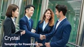  Presentation with difference business - Presentation theme with group of business people make background and a navy blue colored foreground