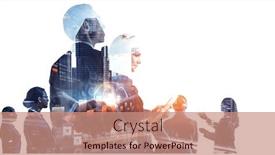  Presentation with big group people - PPT theme consisting of group-of-business-people-outlines background and a coral colored foreground