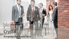  Presentation with abstract business - Presentation with group of business people passing background and a  colored foreground