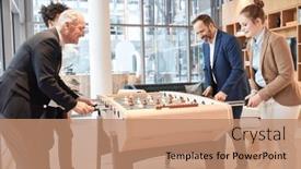  Presentation with lounge - PPT layouts consisting of group-of-business-people-playing background and a coral colored foreground