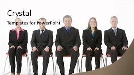  Presentation with business finish line - Slide set consisting of group of business people sitting background and a white colored foreground