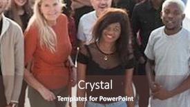  Presentation with people - Presentation theme with group-of-business-people-smiling background and a tawny brown colored foreground