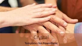  Presentation with building community - Presentation theme consisting of group-of-business-people-stacking background and a  colored foreground