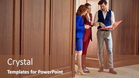  Presentation with people talking - Amazing PPT layouts having group-of-business-people-talking backdrop and a tawny brown colored foreground