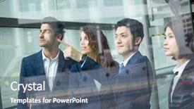  Presentation with people talking - Cool new slide set with group of business people talking about the target backdrop and a ocean colored foreground