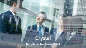  Presentation with people talking - Slides with group of business people talking to each other background and a ocean colored foreground