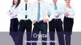  Presentation with team group - Beautiful presentation theme featuring group of business people team isolated on white background backdrop and a navy blue colored foreground