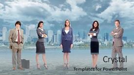  Presentation with team group - Slides having group-of-business-people-team background and a light gray colored foreground