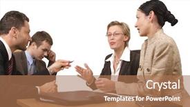  Presentation with black women support group - Colorful PPT theme enhanced with group of business people two backdrop and a coral colored foreground