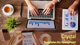  Presentation with data - Colorful PPT layouts enhanced with group of business people using backdrop and a tawny brown colored foreground