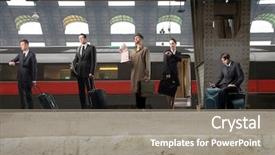  Presentation with waiting - Beautiful PPT theme featuring group of business people waiting backdrop and a gray colored foreground