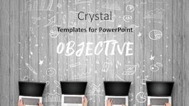  Presentation with objective - Slide set consisting of group-of-business-people-working background and a light gray colored foreground