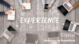  Presentation with business experience - Slide deck with group-of-business-people-working background and a gray colored foreground