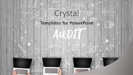  Presentation with coworking - Colorful presentation theme enhanced with group-of-business-people-working backdrop and a light gray colored foreground