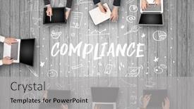  Presentation with coworking - Slide deck consisting of group-of-business-people-working background and a light gray colored foreground