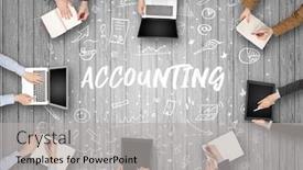  Presentation with coworking - PPT layouts having group-of-business-people-working background and a light gray colored foreground