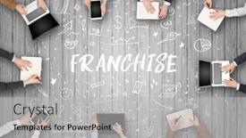  Presentation with group - Slide deck having group-of-business-people-working background and a light gray colored foreground