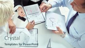  Presentation with investment - Theme having financial analysis - group of business people working background and a sky blue colored foreground