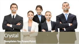  Presentation with slavery - PPT theme with group of business people background and a coral colored foreground