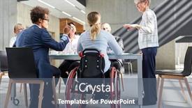  Presentation with business group meeting - Slide set enhanced with group-of-business-people background and a ocean colored foreground