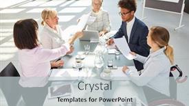  Presentation with business group meeting - Amazing PPT layouts having group-of-business-people backdrop and a light gray colored foreground