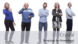  Presentation with microphone - Slide set featuring group-of-business-people background and a light gray colored foreground