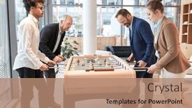  Presentation with building team - Theme featuring group-of-business-people background and a coral colored foreground