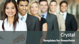  Presentation with team group - Beautiful presentation theme featuring group of business team standing backdrop and a tawny brown colored foreground