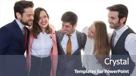  Presentation with team group - Beautiful slides featuring group of business team teachers backdrop and a ocean colored foreground