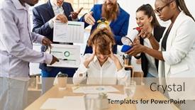  Presentation with business partner - Slides having group-of-business-workers-screaming background and a soft green colored foreground