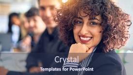  Presentation with office workers - Theme featuring group-of-business-workers-sitting background and a navy blue colored foreground