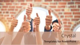  Presentation with office workers - Amazing PPT layouts having group-of-business-workers-smiling backdrop and a coral colored foreground