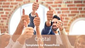  Presentation with office workers - Slides enhanced with group-of-business-workers-smiling background and a coral colored foreground