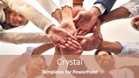  Presentation with office workers - PPT layouts featuring group-of-business-workers-standing background and a coral colored foreground