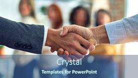  Presentation with office workers - Presentation theme having group-of-business-workers-standing background and a ocean colored foreground