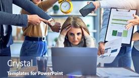  Presentation with partners - PPT layouts having group-of-business-workers-working background and a ocean colored foreground