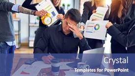  Presentation with partners - Presentation theme enhanced with group-of-business-workers-working background and a ocean colored foreground