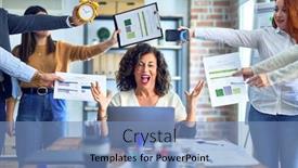  Presentation with working together - Audience pleasing PPT theme consisting of group-of-business-workers-working backdrop and a teal colored foreground