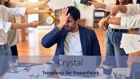  Presentation with partners - Audience pleasing PPT theme consisting of group-of-business-workers-working backdrop and a teal colored foreground