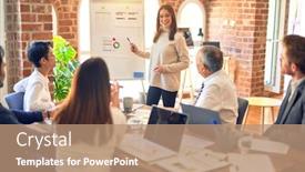  Presentation with business group meeting - Slide deck having group-of-business-workers-working background and a coral colored foreground