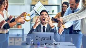  Presentation with working together - Audience pleasing slide deck consisting of group-of-business-workers-working backdrop and a teal colored foreground